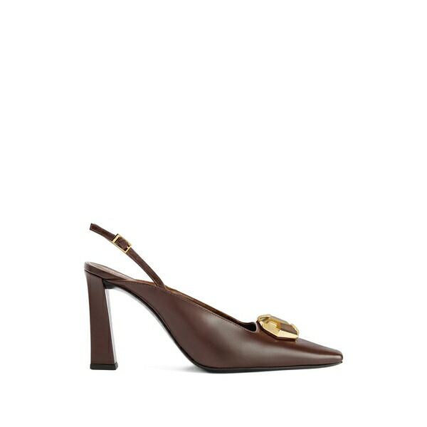 ジュゼッペザノッティ レディース パンプス シューズ Brendha stone square toe brooch slingback pumps Brown
