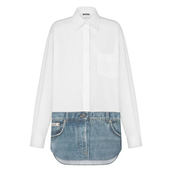 モスキーノ レディース ティーシャツ トップス Layered-design long-sleeve shirt White
