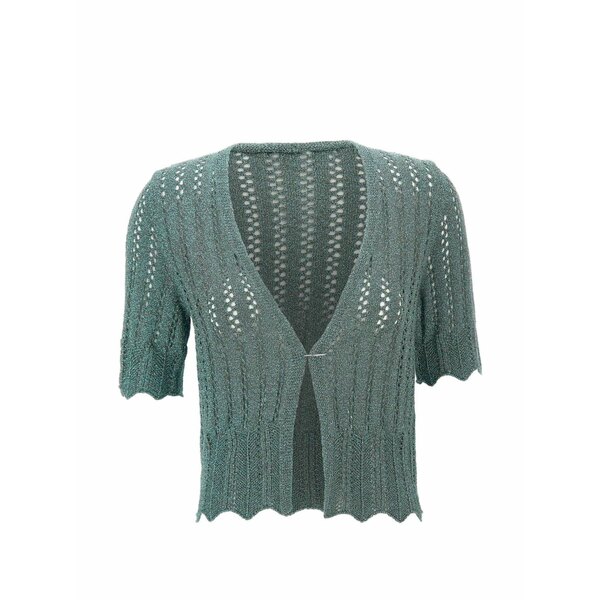 騒々しい混乱 レディース ジレー アウター Openwork-knit scalloped-edge sweater Green