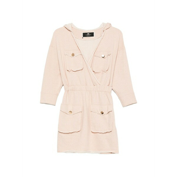 エリザベスフランキ レディース 衣裳 トップス Hooded wrap-style mini dress Neutrals