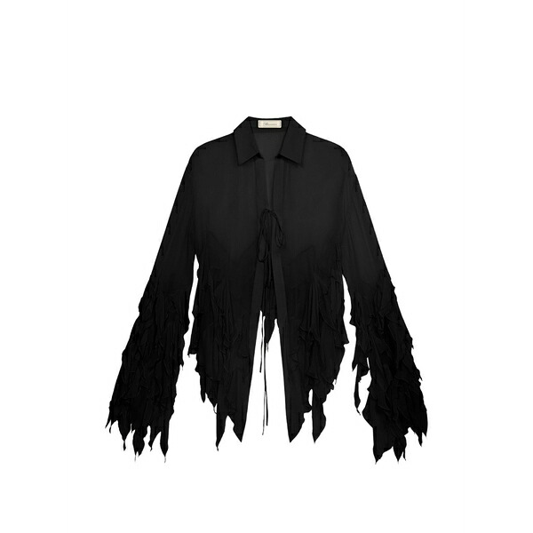 ブルマリン レディース ティーシャツ トップス Ruffled shirt Black