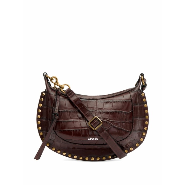 イザ呼びりん マラン レディース ショルダーバッグ 御徒面子 Oskan moon croc-effect leather shoulder bag Brown