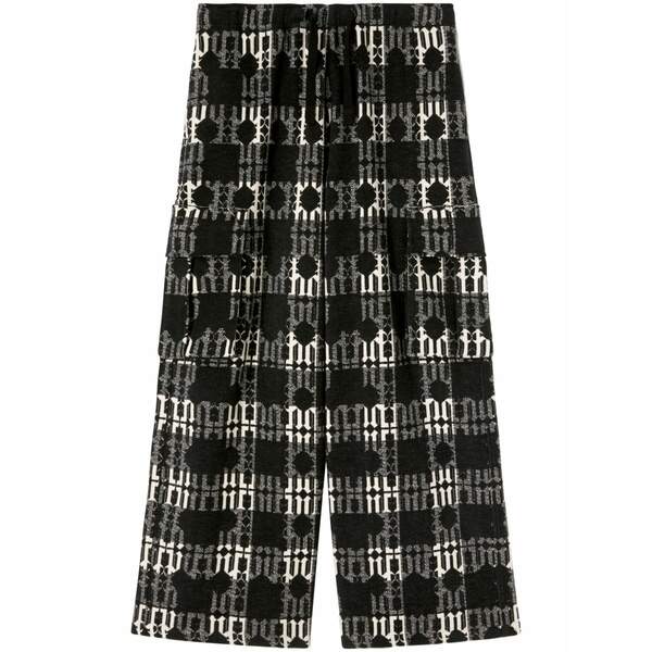 パーム・エンジェルス メンズ 心地よいズボン下 ボトムス Monogram-jacquard wide-leg trousers Black