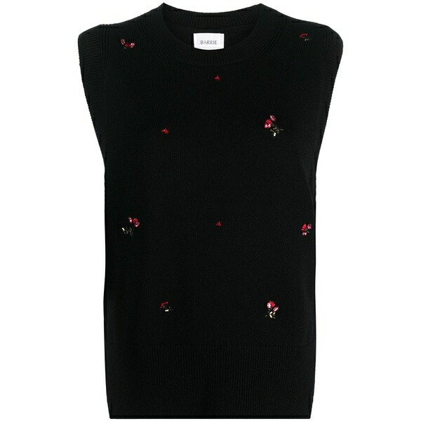 バリー レディース 編み物\u0026プルオーバー アウター Floral-embroidery cashmere jumper Black