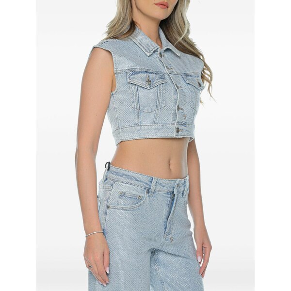 スビ レディース カットソー トップス High rollers rhinestone-embellished vest Blue
