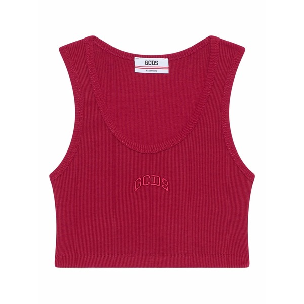 ジーシーディーエス レディース カットソー トップス Logo-embroidered tank top Red｜asty