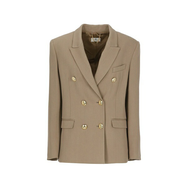 エリザベスフランキ レディース 上衣＆上衣 アウター Double-breasted blazer Neutrals