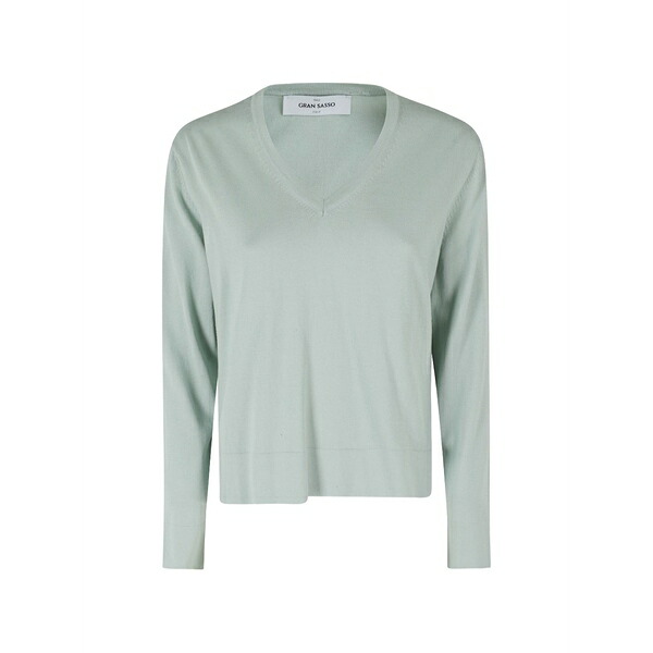 グランサッソ レディース 編み物\u0026プルオーバー アウター V-neck long-sleeve sweater Green