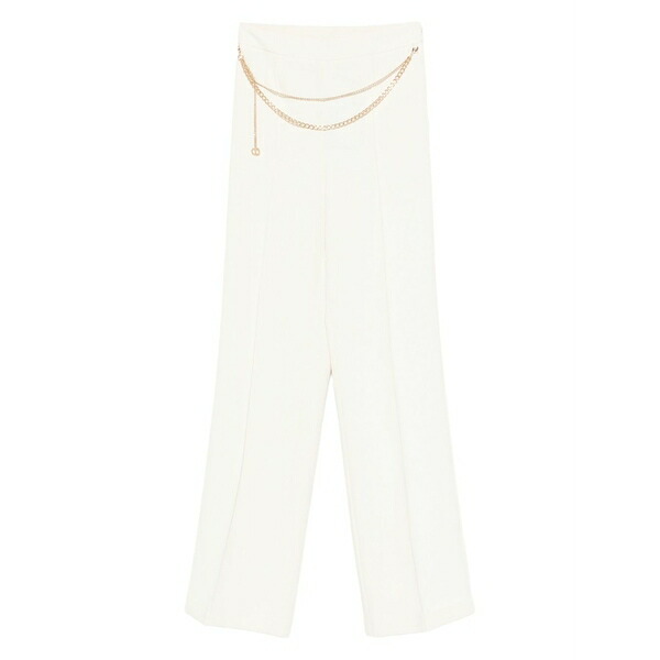 ツイン書き割り レディース 心地よいズボン下 ボトムス Chain-embellished trousers Neutrals