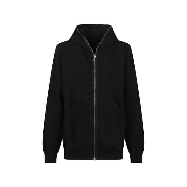 リックオウエンス メンズ パーカー・スウェットシャツ アウター Zip hooded cotton sweatshirt Black