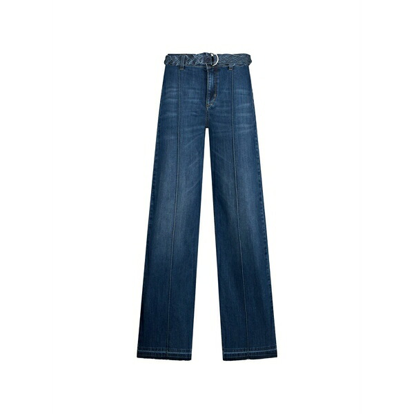 リュージョー レディース ジーンズズボン下 ボトムス Braided-belt flared jeans Blue