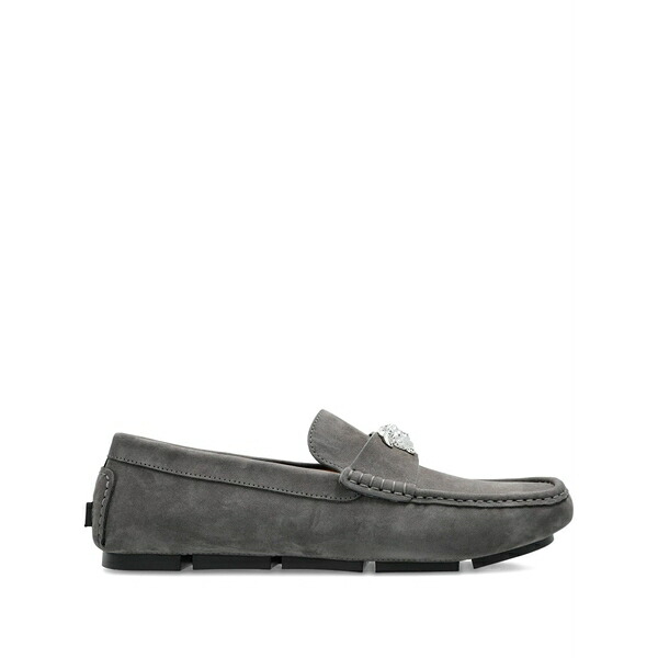 ヴェルサーチ メンズ スリッポン・ローファー シューズ La medusa-embellished loafers Grey