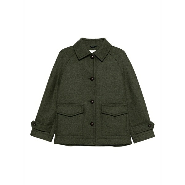 チルコロ1901 レディース 厚地の外套 アウター Button-down flap-pocket coat Green