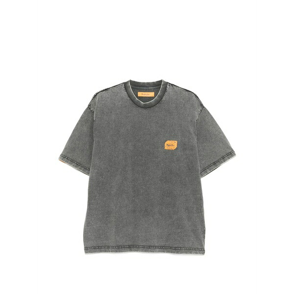 リプレー メンズ ティーシャツ トップス Logo-patch acid-wash t-shirt Grey