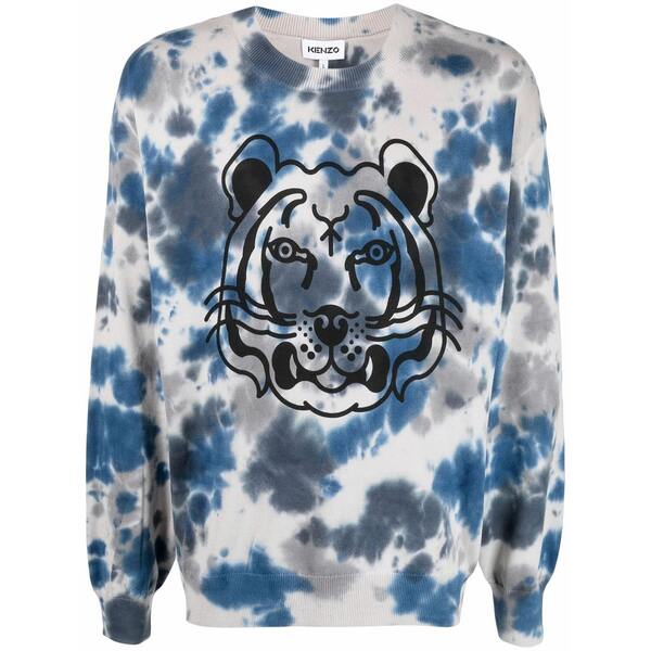 ケンゾー メンズ パーカー・スウェットシャツ アウター Tiger head-print crew neck sweatshirt Grey