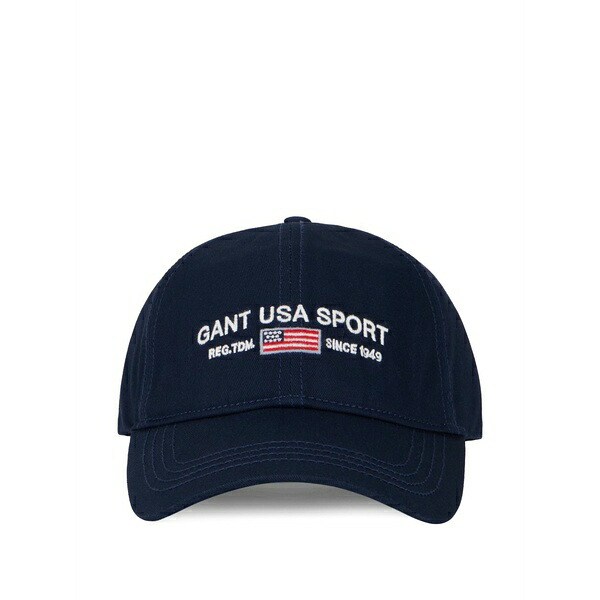 ガント メンズ かぶり笠 添え物 Logo-embroidered baseball cap Blue