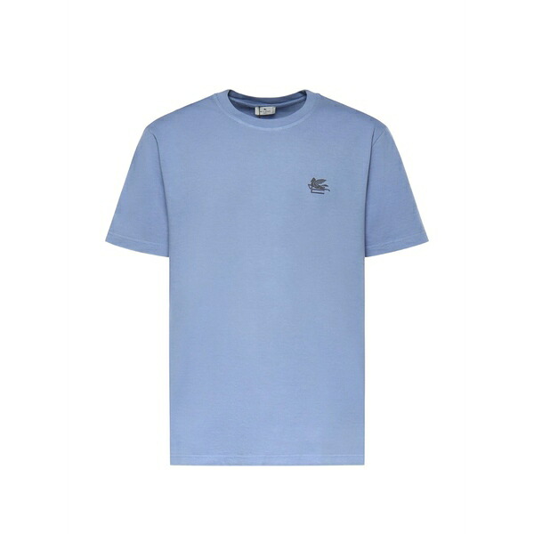 エトロ メンズ ティーシャツ トップス Pegaso-embroidered graphic-print t-shirt Blue