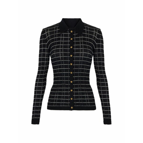 エリザベスフランキ レディース ジレー アウター Square-pattern cardigan Black