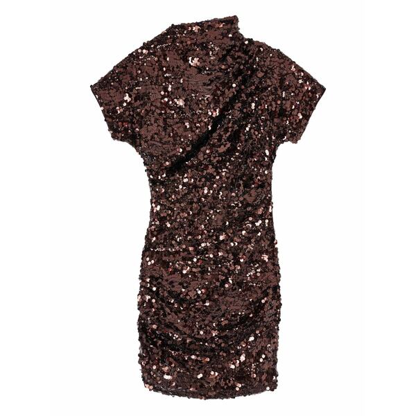 ガニー レディース 衣裳 トップス Sequin short-sleeve mini dress Brown