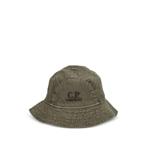 シーピーカンパニー メンズ 鳥打ち帽 付属物 Logo-embroidered bucket hat Green