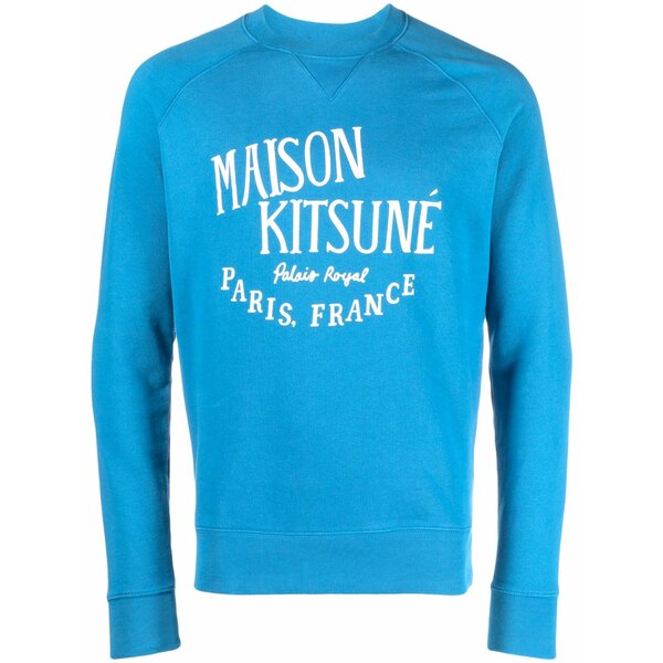 住み家 稲荷 メンズ パーカー・スウェットシャツ アウター Logo-print cotton sweatshirt Blue