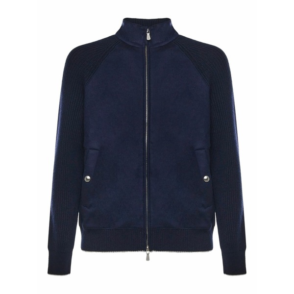 イレブンティ メンズ 上衣＆上衣 アウター Ribbed-panels zip jacket Blue