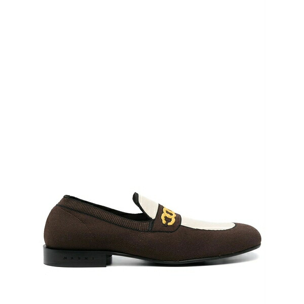 マルニ メンズ スリッポン・ローファー シューズ Sock-style chain-print loafers Brown