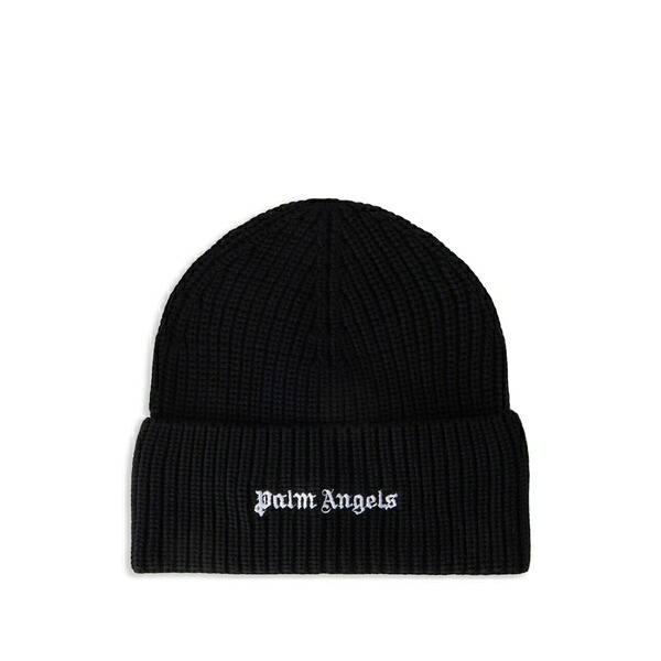 パーム・エンジェルス メンズ 鳥打ち帽 付属物 Logo ribbed beanie hat Black