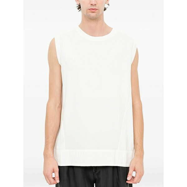 アンドレア ヤコブ メンズ カットソー トップス Panelled sleeveless t-shirt White