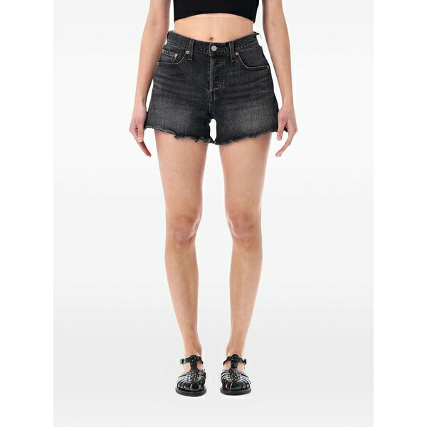 リーヴァイズジーンズ レディース 心地よいズボン下 ボトムス 501￠ curve frayed shorts Black