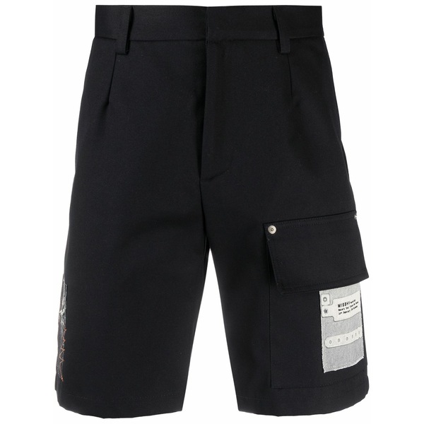 ミスビヘイブ メンズ 心地好いズボン下 ボトムス Recordings patch-detail utility shorts Black