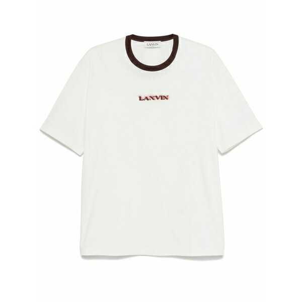 ランバン メンズ ティーシャツ トップス Logo-appliqu￡ t-shirt White
