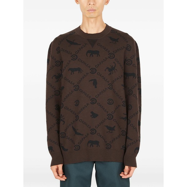 カパサ ミラノ メンズ パーカー・スウェットシャツ アウター Logo-print sweater Brown