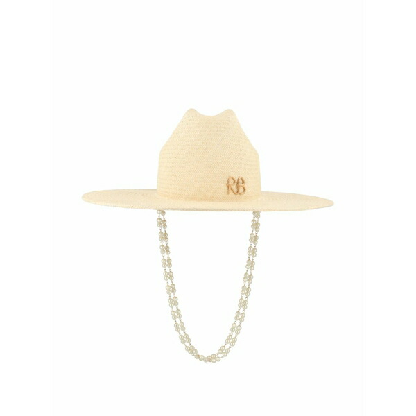 ラスランバジンスキー レディース かぶり笠 添え物 Pearl-embellished straw hat Neutrals