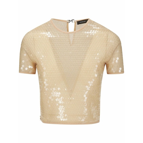 マグラー レディース ティーシャツ トップス Short-sleeved sequinned blouse Neutrals