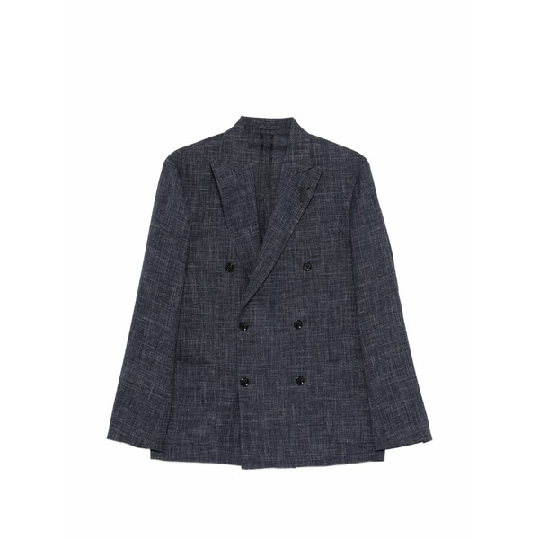 ラルディーニ メンズ 上衣＆上衣 アウター Double-breasted slub-texture blazer Blue