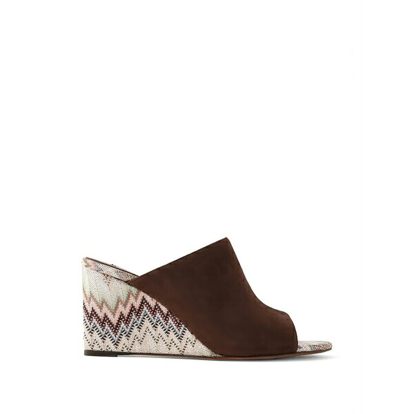 ミッソーニ レディース サンダル シューズ Chevron-knit suede mules Brown