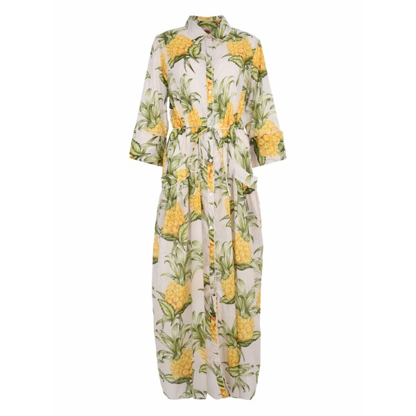 耕園 リオ レディース プルオーバー トップス Pineapple-print belted dress White