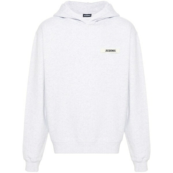 ジャクエムス メンズ パーカー・スウェットシャツ アウター Le hoodie gros grain logo-appliqu￡ top Grey
