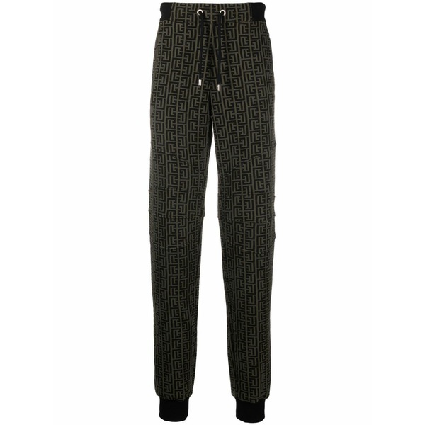 バルマン メンズ 心地よいズボン下 ボトムス Monogram-print track pants Brown