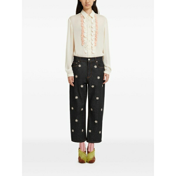 マルニ レディース ジーンズズボン下 ボトムス Daisy appliqu￡ five-pocket jeans Blue