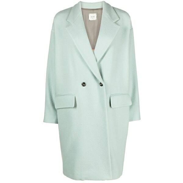 アリジ レディース 厚地の外套 アウター Double-breasted buttoned wool coat Blue