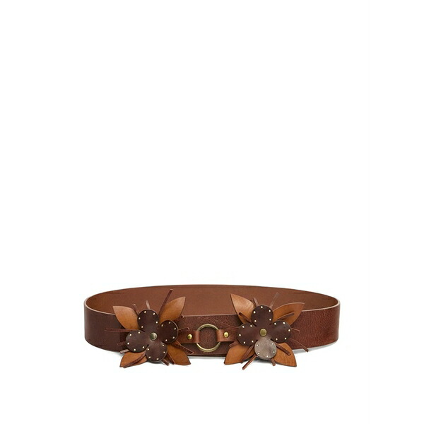 イザ呼びりん マラン レディース 三尺帯 付属物 Aska floral-embellishment leather belt Brown