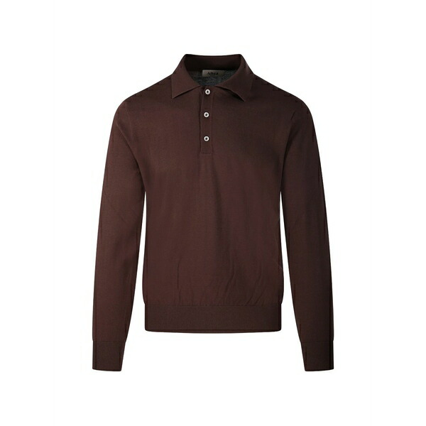 アルテア メンズ スポーツシャツ トップス Long-sleeve polo shirt Brown