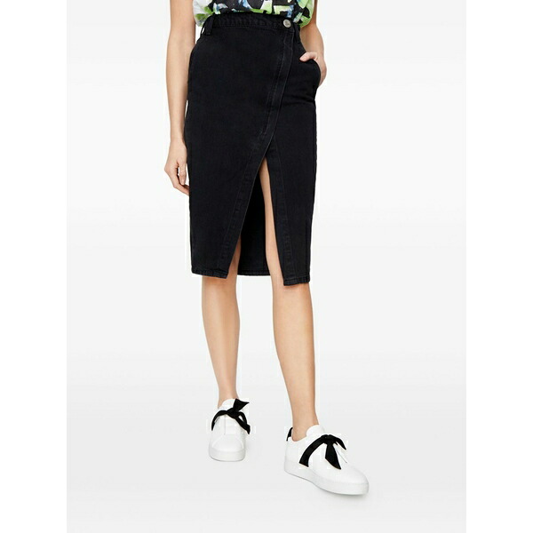 一 ティースプーン レディース スコート ボトムス Split high-rise MIDI skirt Black