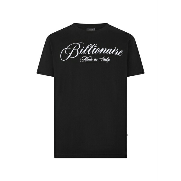 ビリオネア メンズ Tシャツ トップス Signature round-neck t-shirt Black｜asty