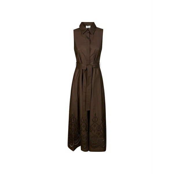 パロッシュ レディース ワンピース トップス Collared broderie maxi dress Brown｜asty