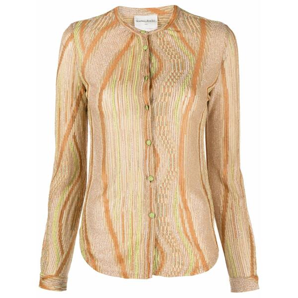 フォルテ フォルテ レディース プルオーバー トップス Striped ribbed shirt Neutrals