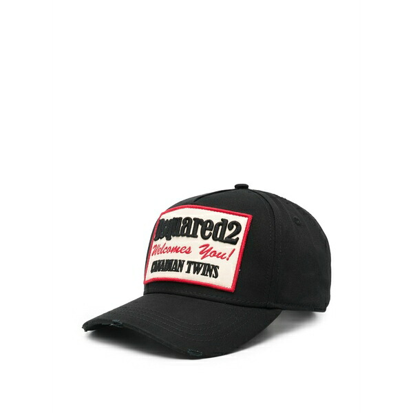 ディースクエアード メンズ 鳥打ち帽 付属物 Logo-patch baseball cap Black