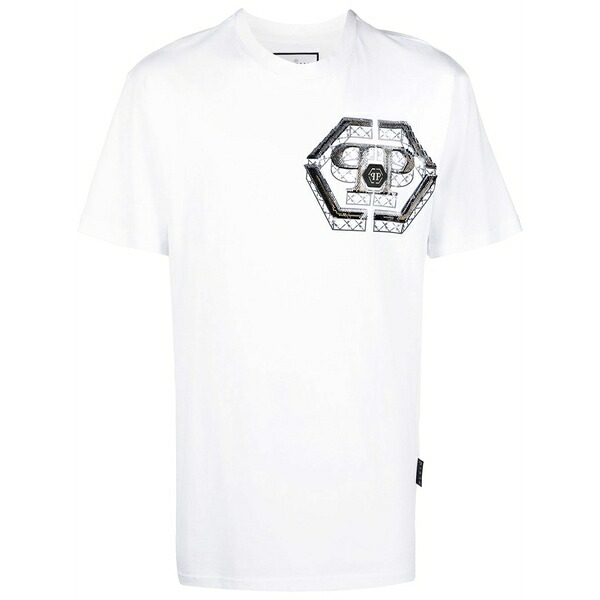 フィリップ飾り気の無い メンズ ティーシャツ トップス Hexagon logo print t-shirt White